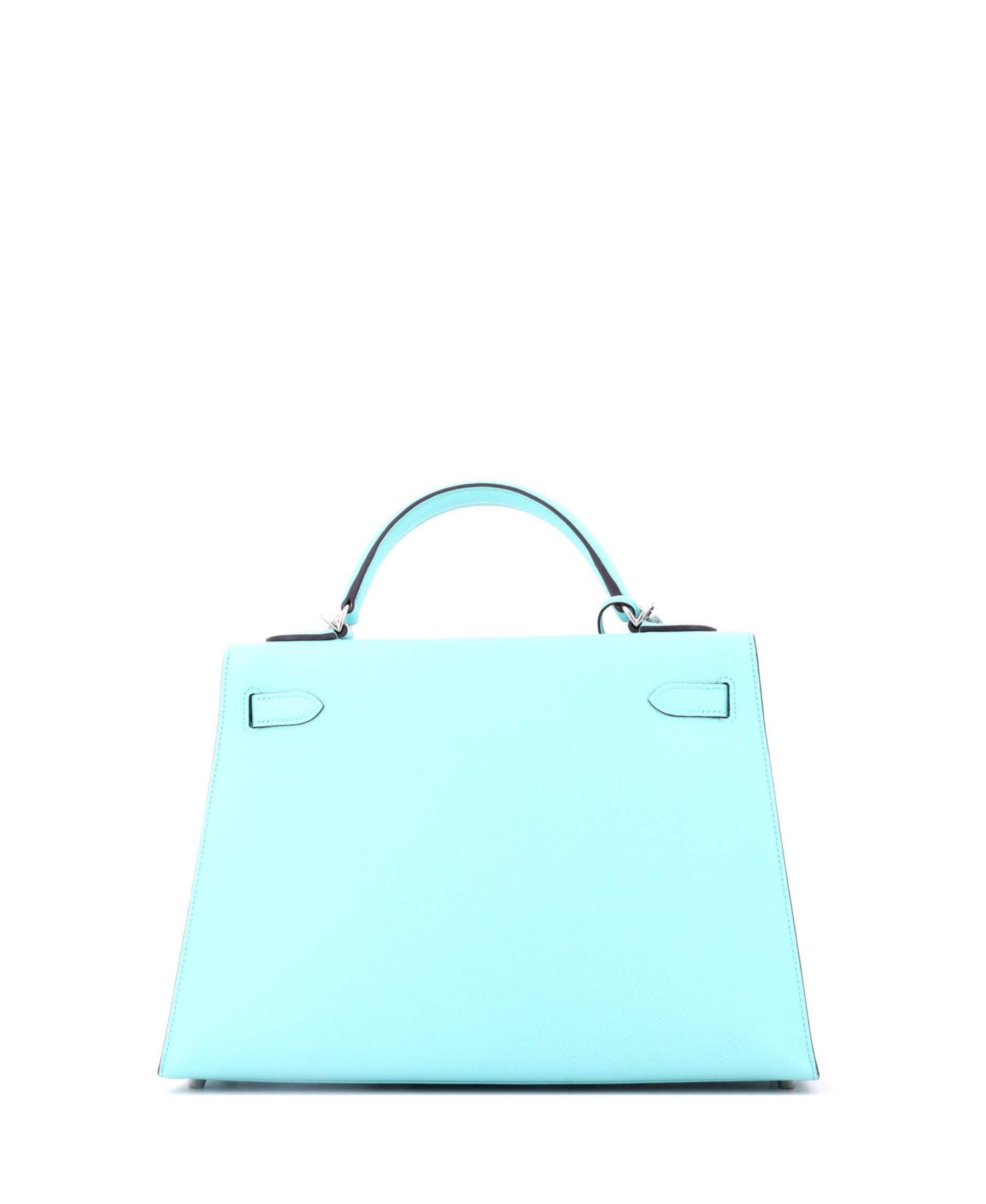Pre-Owned Hermes Kelly 32 Handbag Blue Epsom with Palladium Hardware