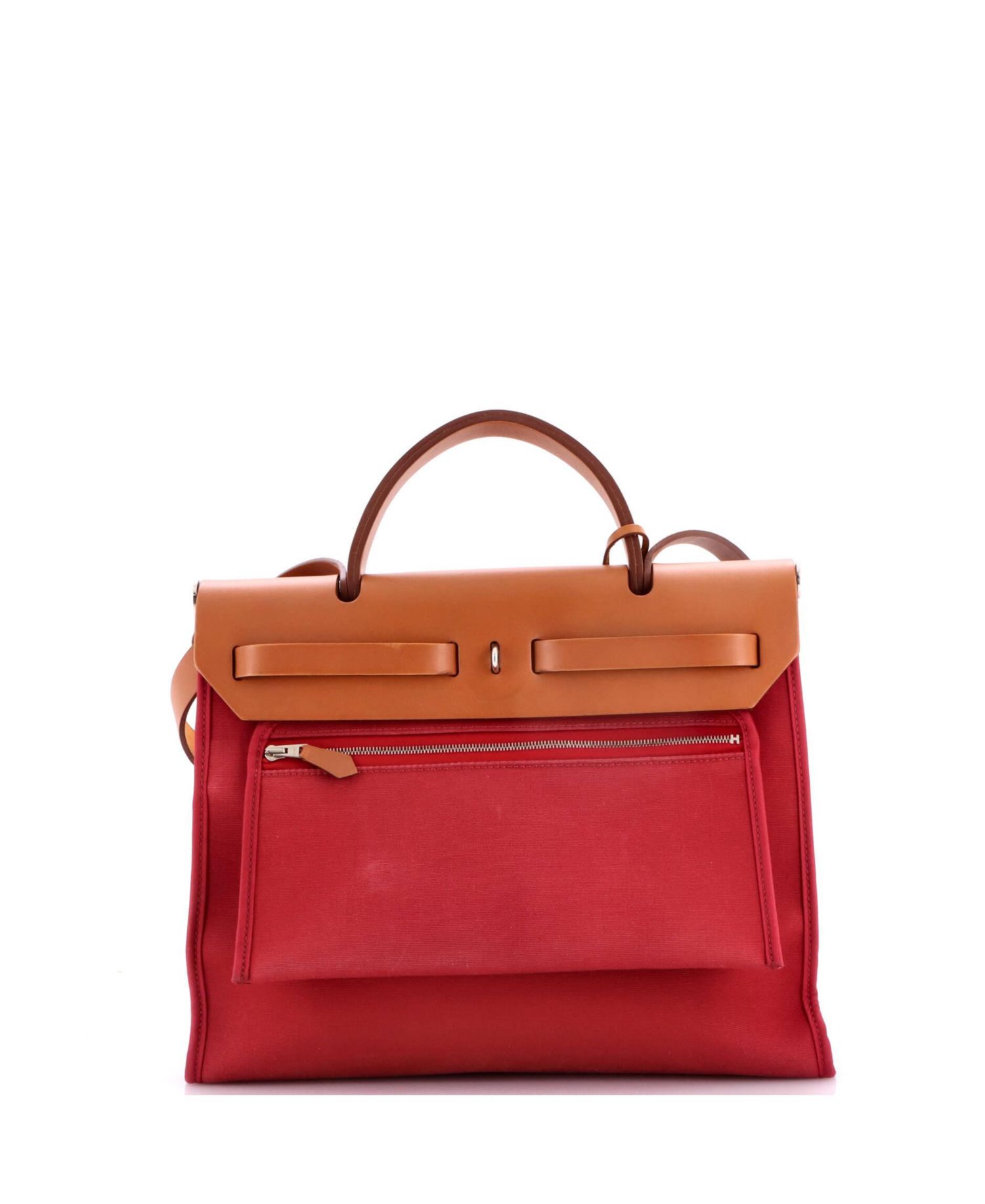 Pre-Owned Hermes 31 Herbag Zip Leather and Toile