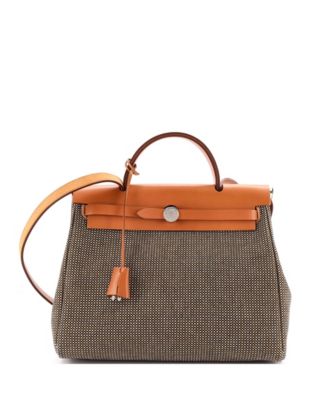 Pre-Owned Hermes 31 Herbag Zip Criss Viking Toile and Leather