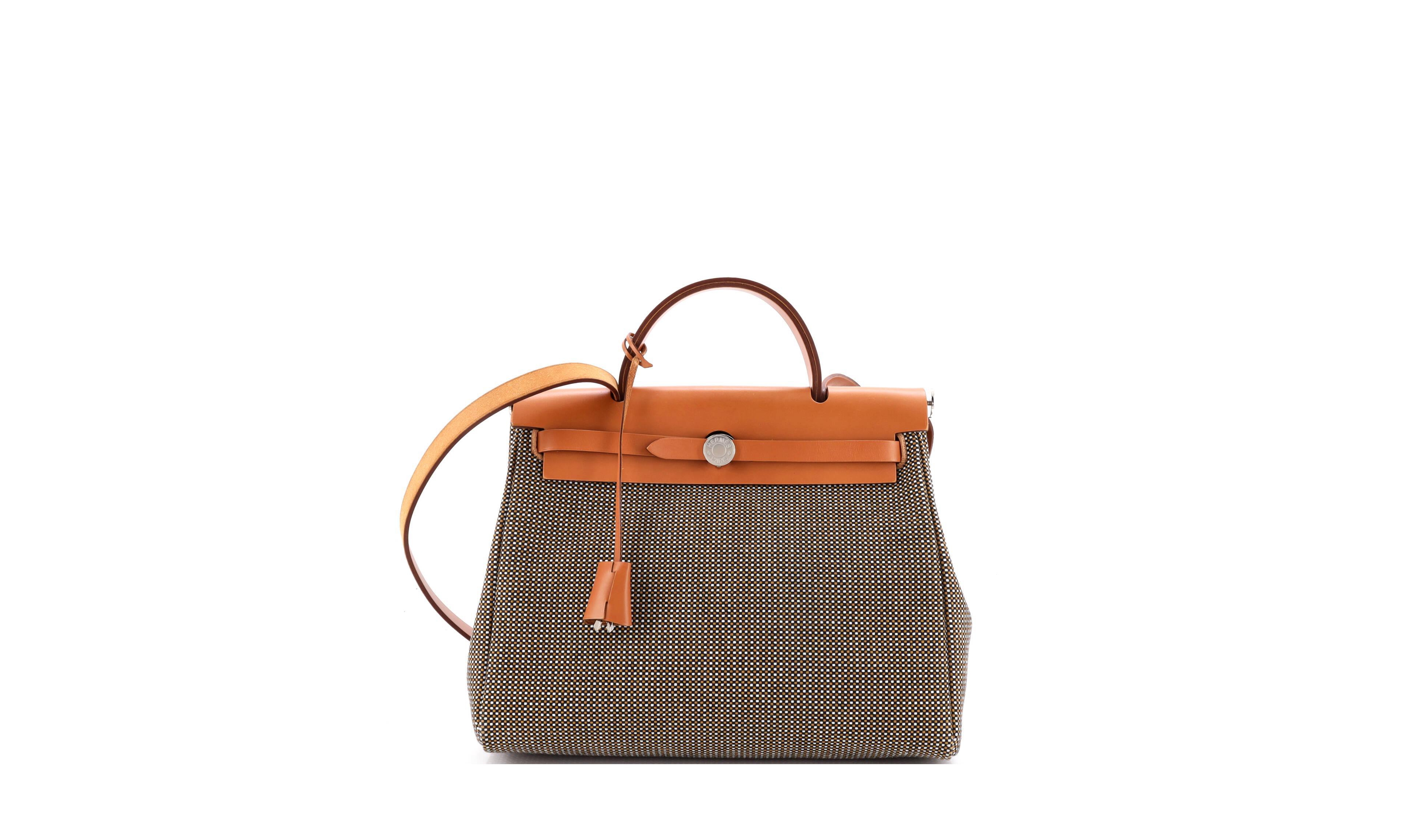 Pre-Owned Hermes 31 Herbag Zip Criss Viking Toile and Leather