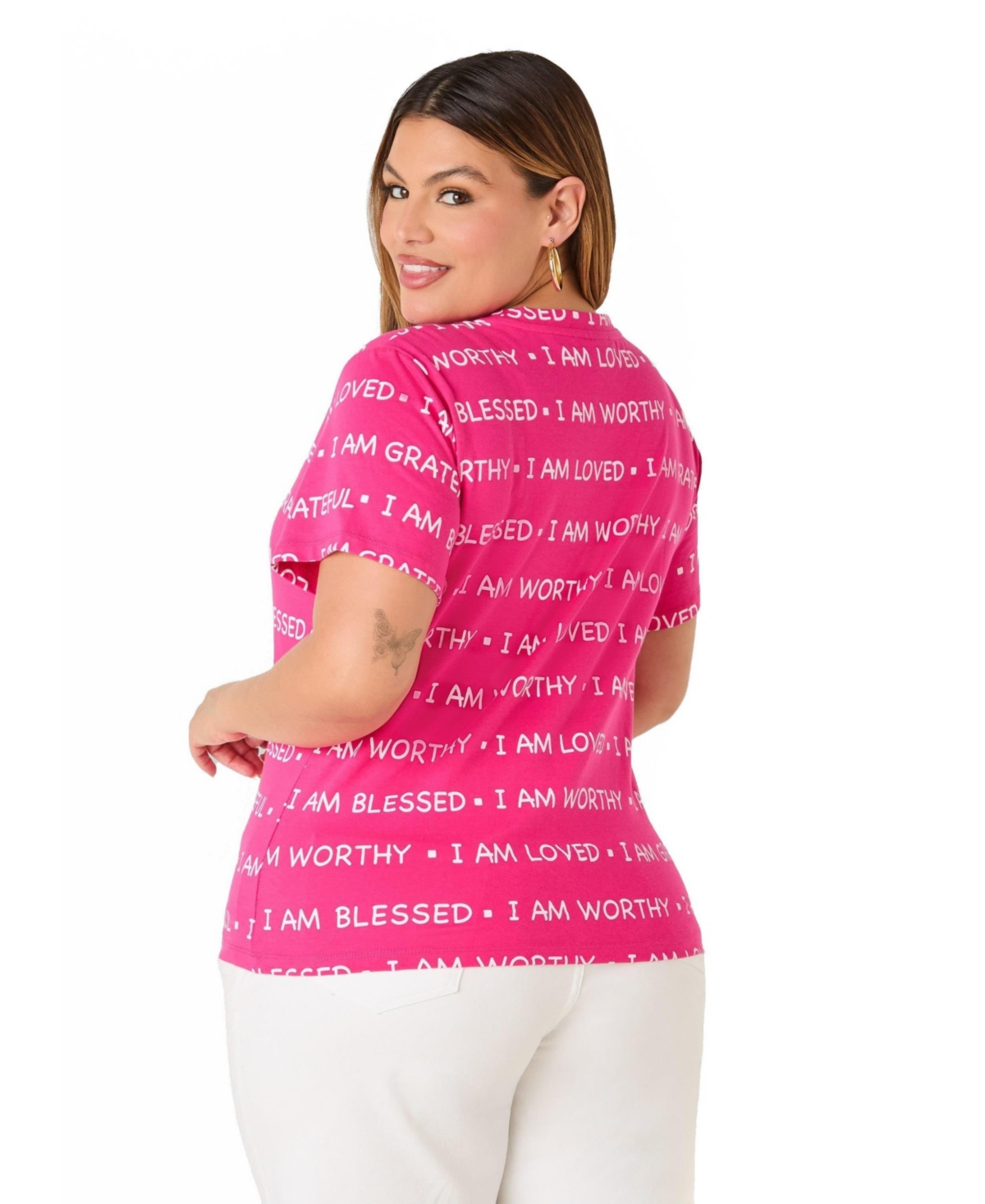 Ashley Stewart Plus I Am Printed Crewneck T-Shirt