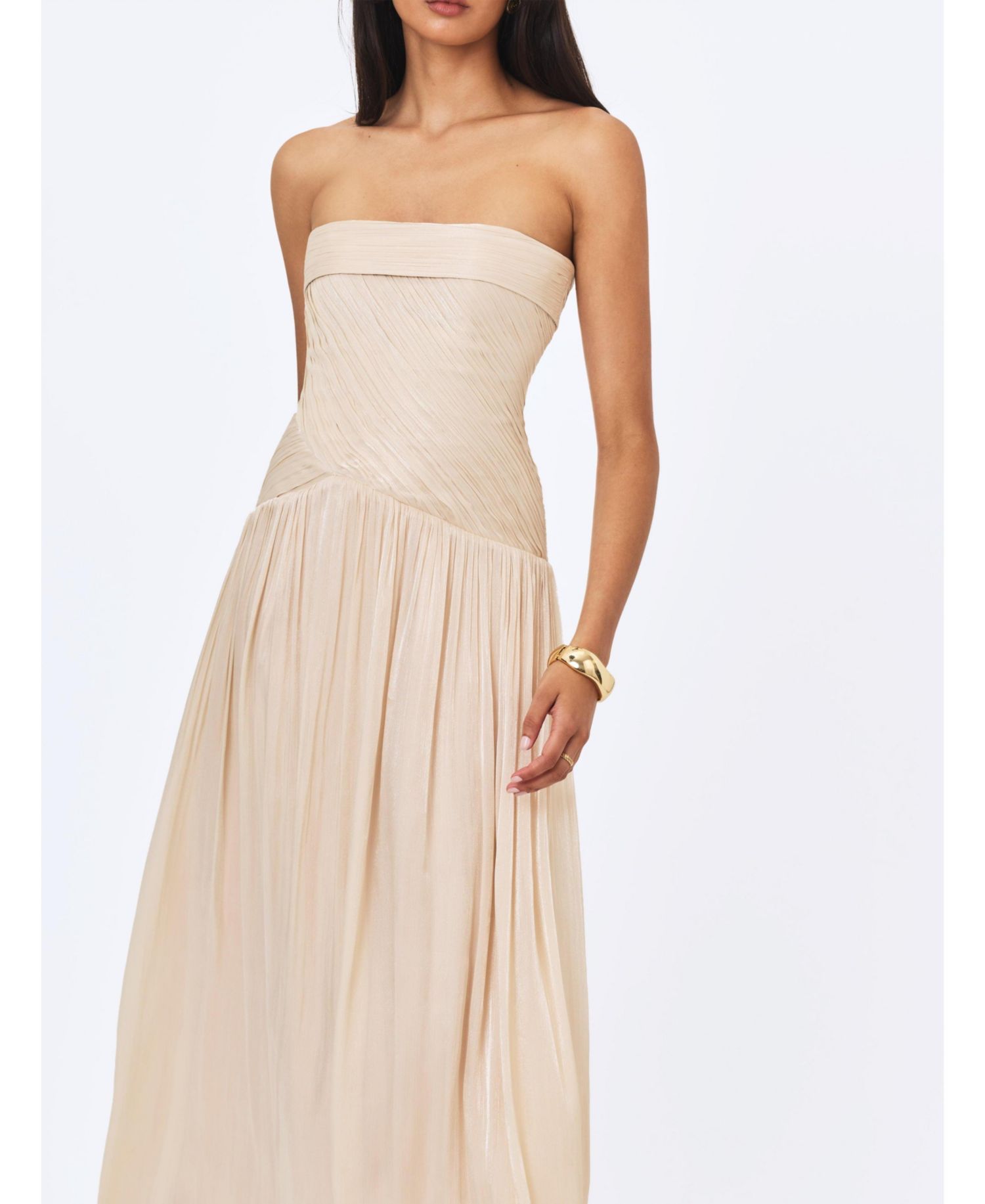 Women's Olivine Strapless Maxi Crystal Organza Dress