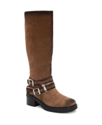 Women's flat buckle boots