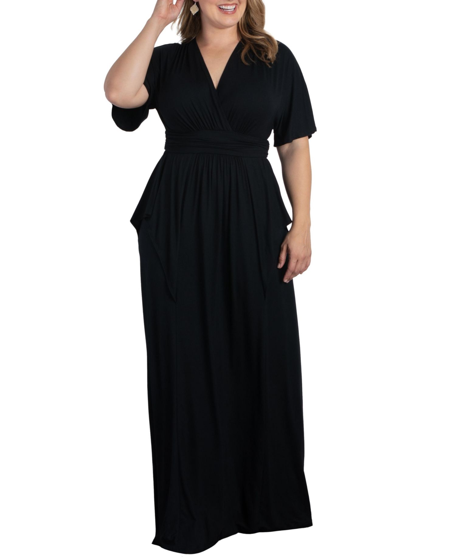 Women's Plus Size Indie Flair Maxi Dress with Kimono Sleeves