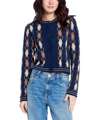 Women's Astrid Argyle Crewneck Long-Sleeve Cardigan