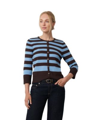Women's Textured Variegated Stripe Crewneck Cardigan