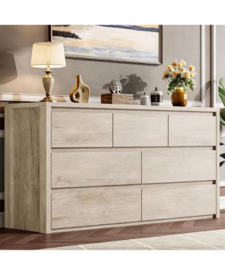 7 Drawer Dresser for Bedroom, Wood Chest of Drawers Handle Free, Large Modern Dresser Storage Cabinet for Living Room, Hallway Entryway