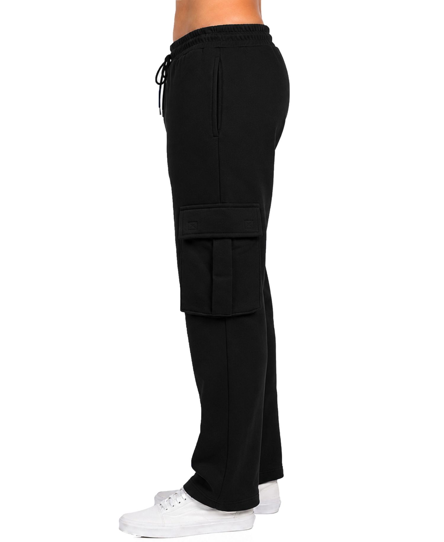 Women's Loose-Fit Cargo Pockets Open-Bottom Fleece Joggers