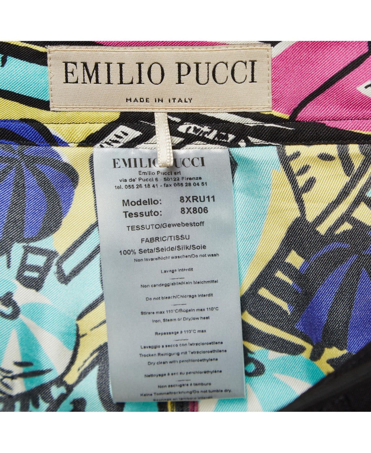 Pre-Owned Emilio Pucci Women's Printed Silk Mid-Rise Shorts, 7" Inseam