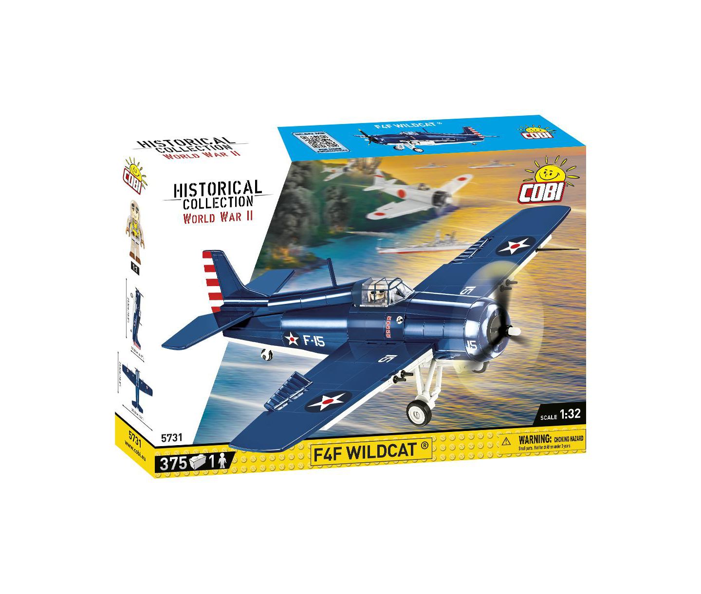 Детский конструктор COBI Historical Collection World War II F4F Wildcat 375-Piece Building Set, Ages 7+ — фото 1