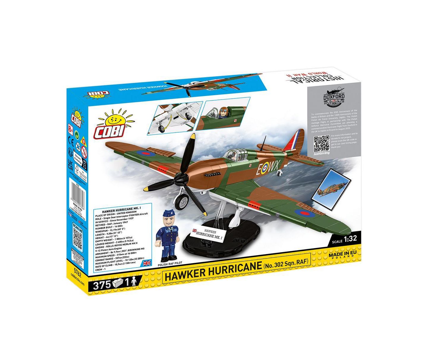 Детский конструктор COBI Historical Collection Wwii Hawker Hurricane (NO 302 Sqn. Raf) 375-Piece Building Set, Ages 8+ — фото 2