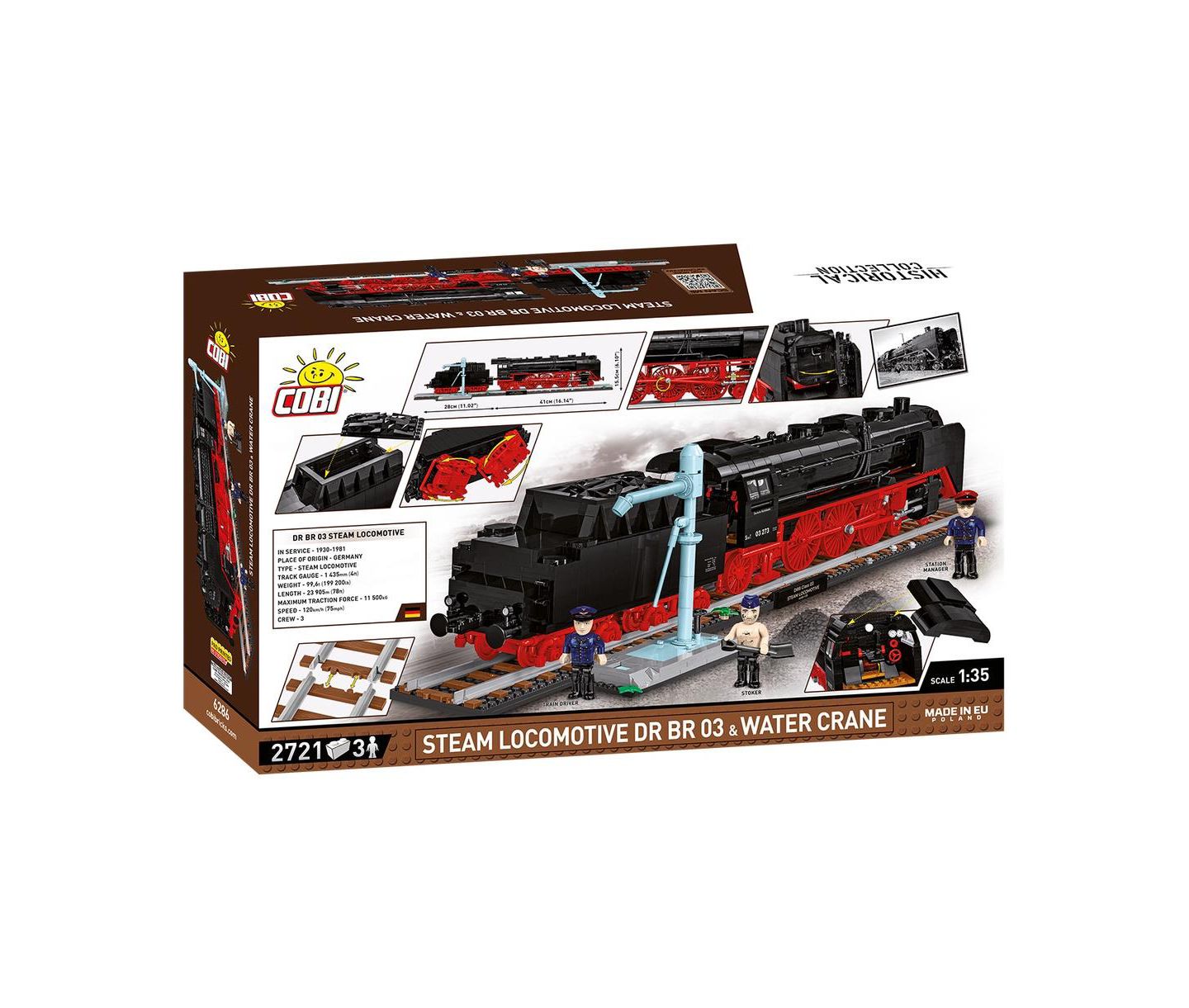 Детский конструктор COBI Historical Collection Steam Locomotive DR BR 03 and Water Crane 2721-Piece Building Set, Ages 10+ — фото 2