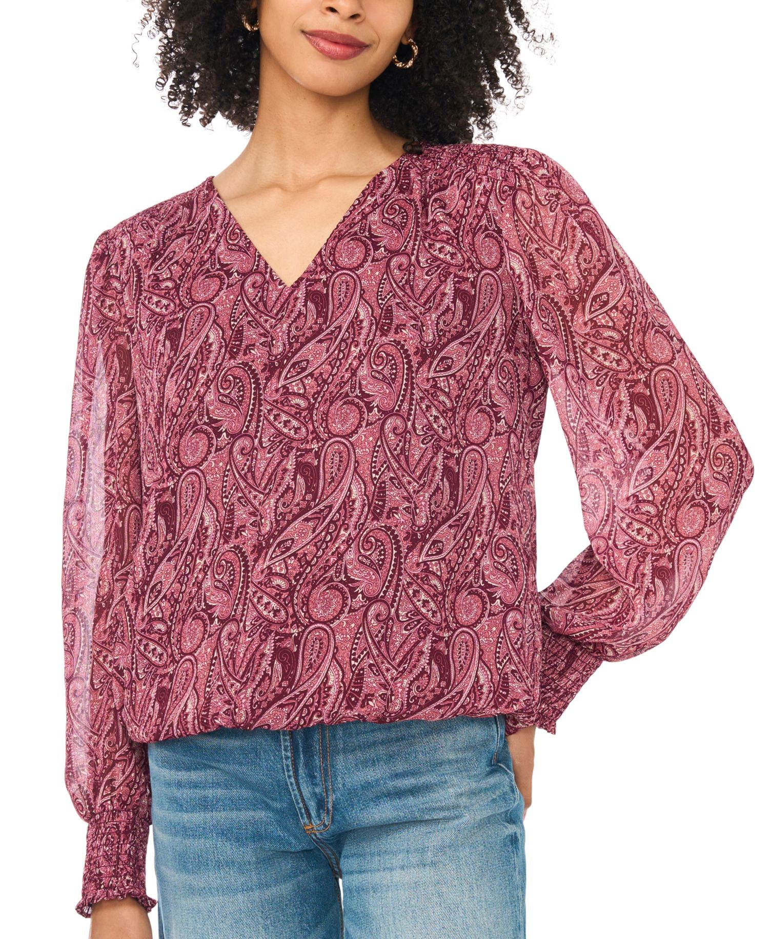 Women's Blouson V-Neck Top