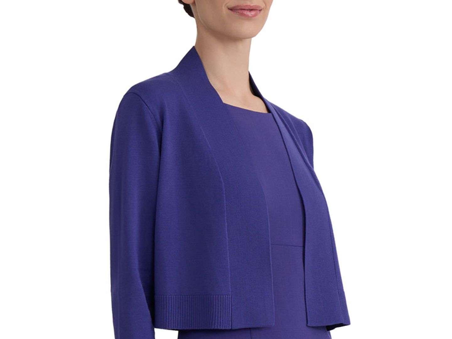 Женский кардиган Kasper Collarless Cropped Long-Sleeve Cardigan, цвет: Сливовый — фото 6