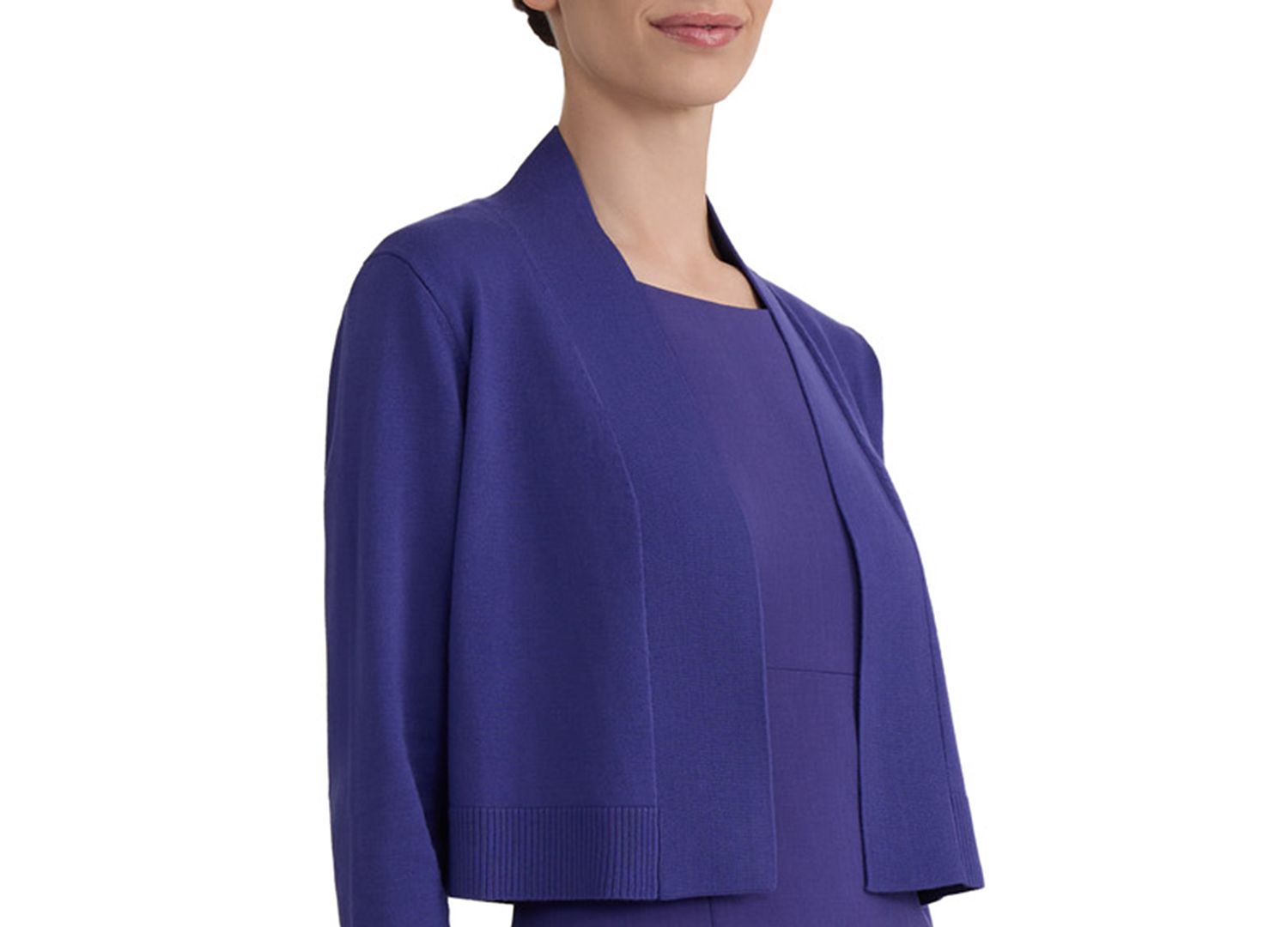 Women's Collarless Cropped Long-Sleeve Cardigan