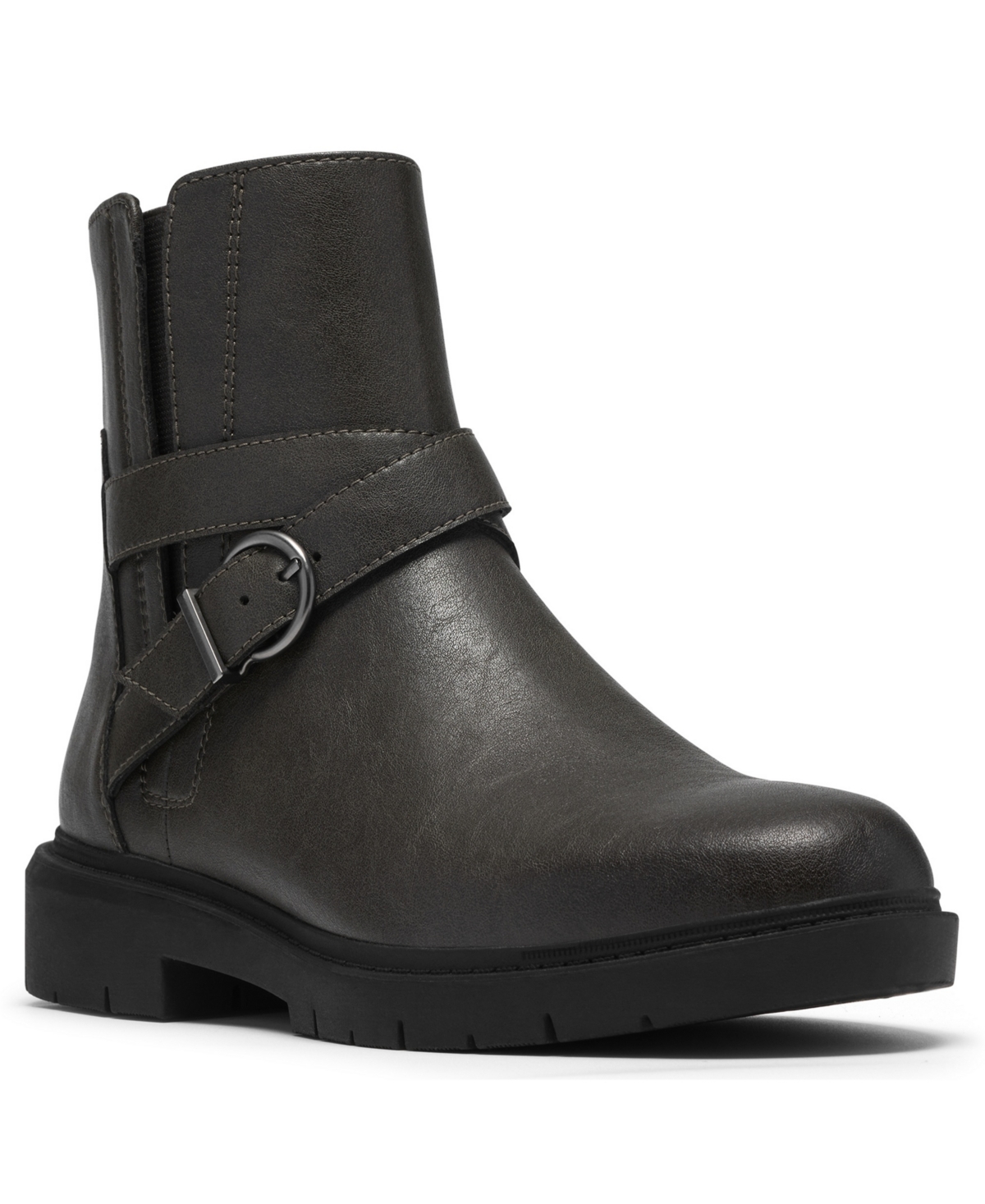 Clarks Women's Westlynn Lux Round Toe Booties In Dark Gray Leather