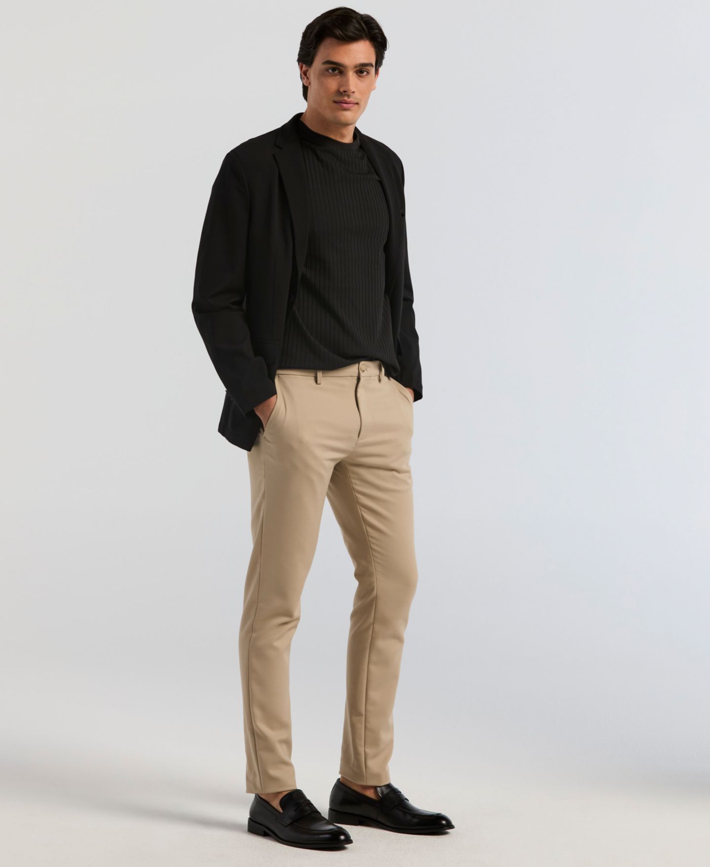 Мужская футболка Perry Ellis Rib Knit Crew Neck, цвет: Чёрный — фото 3
