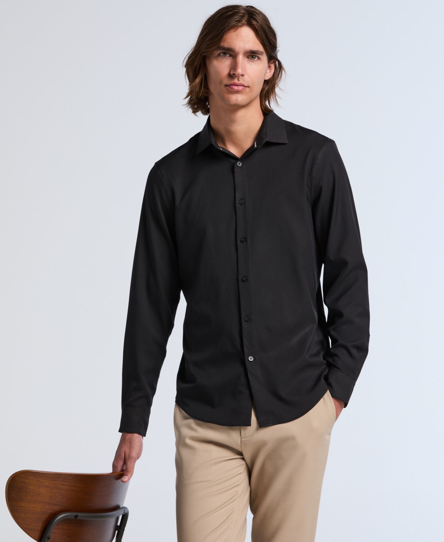 Men's Slim-Fit Stretch Solid Button-Down Twill Shirt