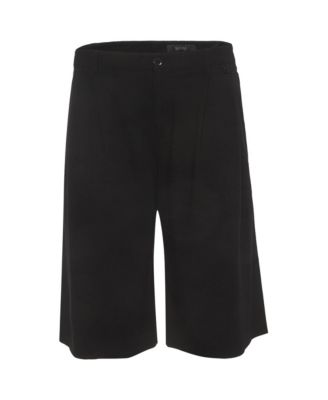 Women's Bermuda Pleated Mid-Rise Stretch Crepe Shorts, 7" Inseam