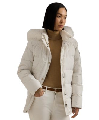 Petite Faux-Fur Hooded Puffer Coat