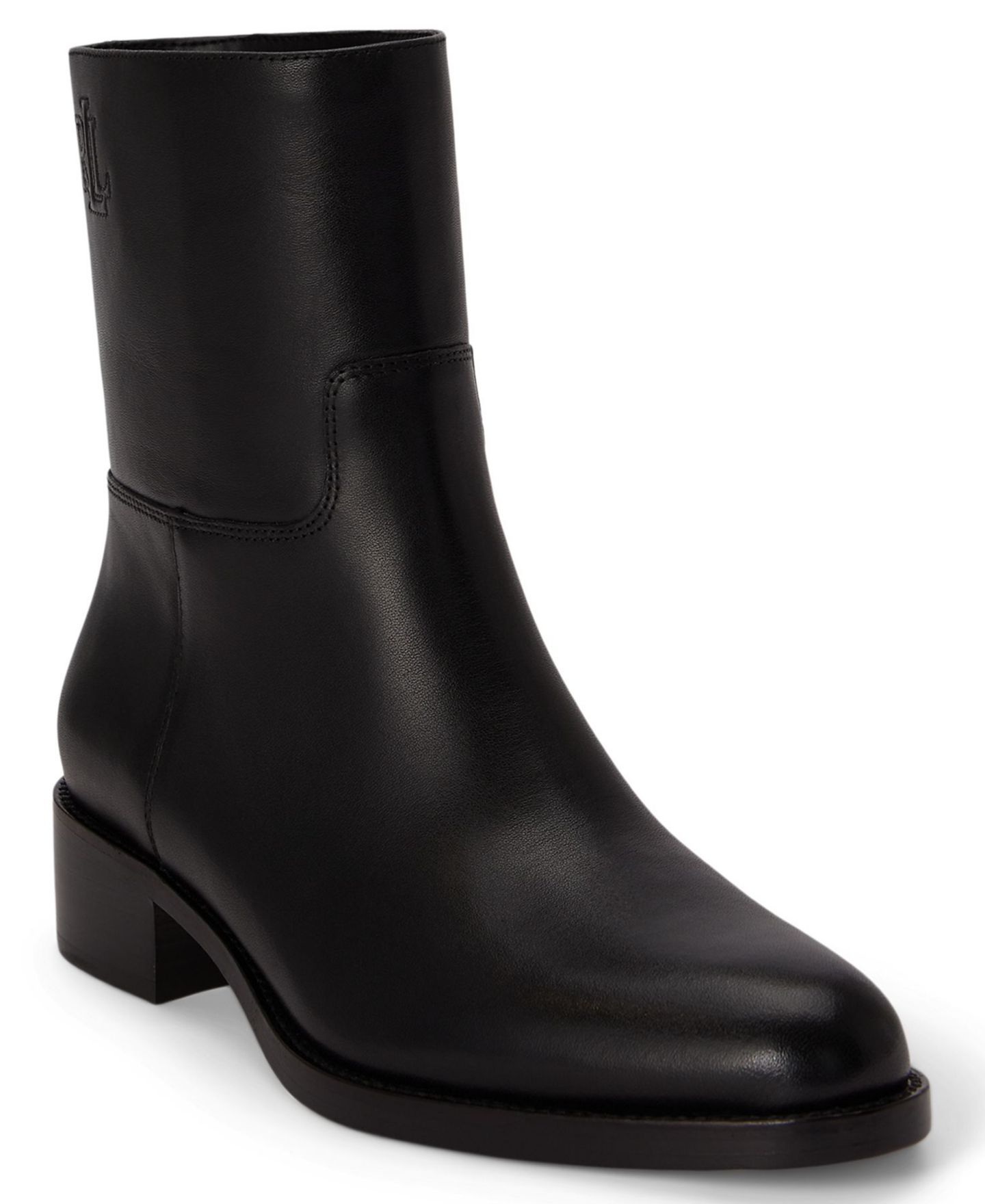 Женские ботинки Lauren Ralph Lauren Kyle Round Toe Booties, цвет: Чёрный гладкий кожаный — фото 1