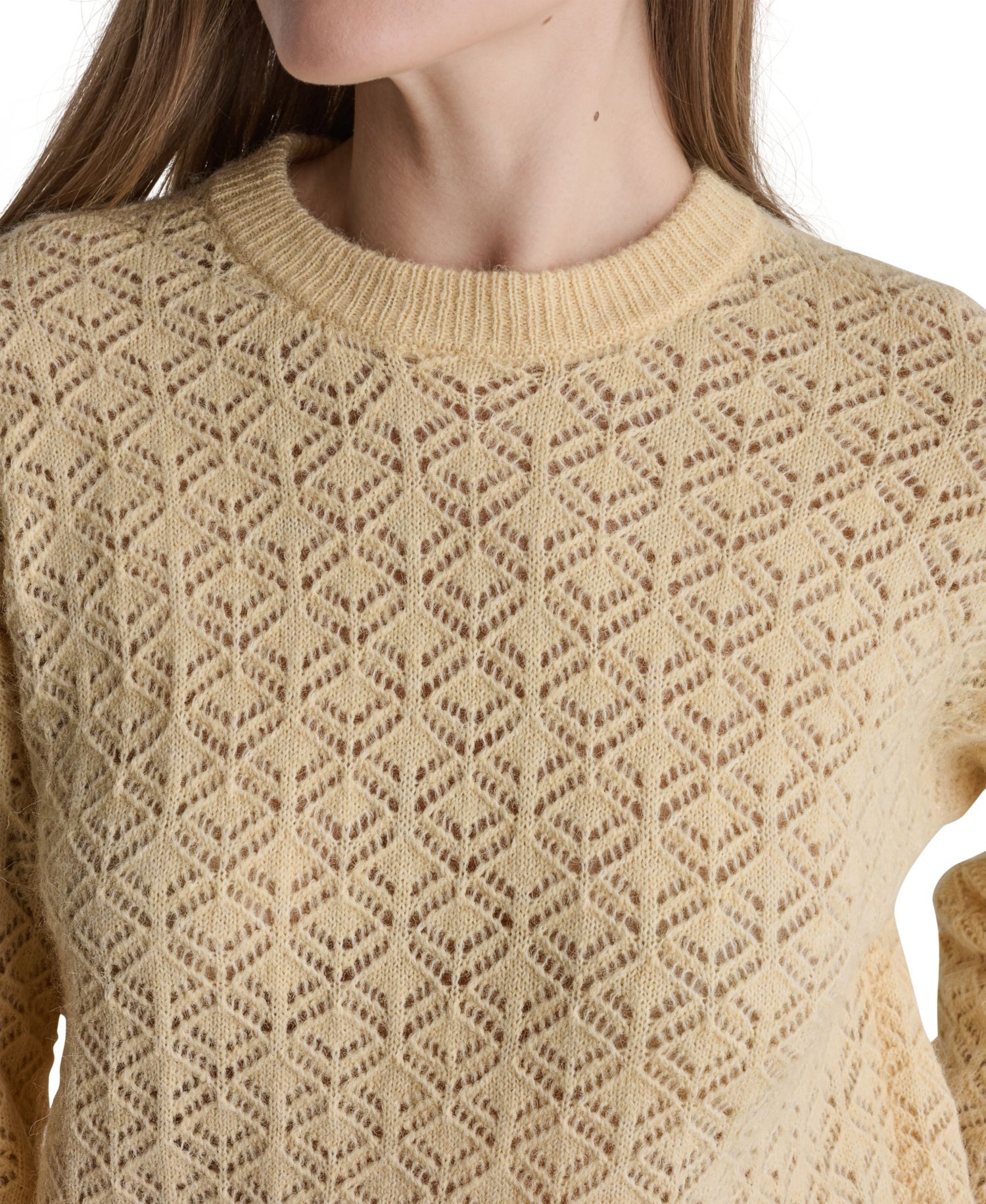 Women's Pointelle Oversized Long-Sleeve Crewneck Sweater