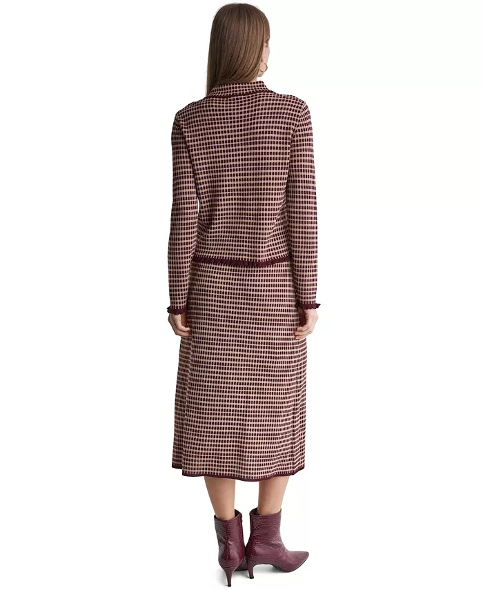 Women's Plaid Collared Long-Sleeve Cardigan - thumbnail 7