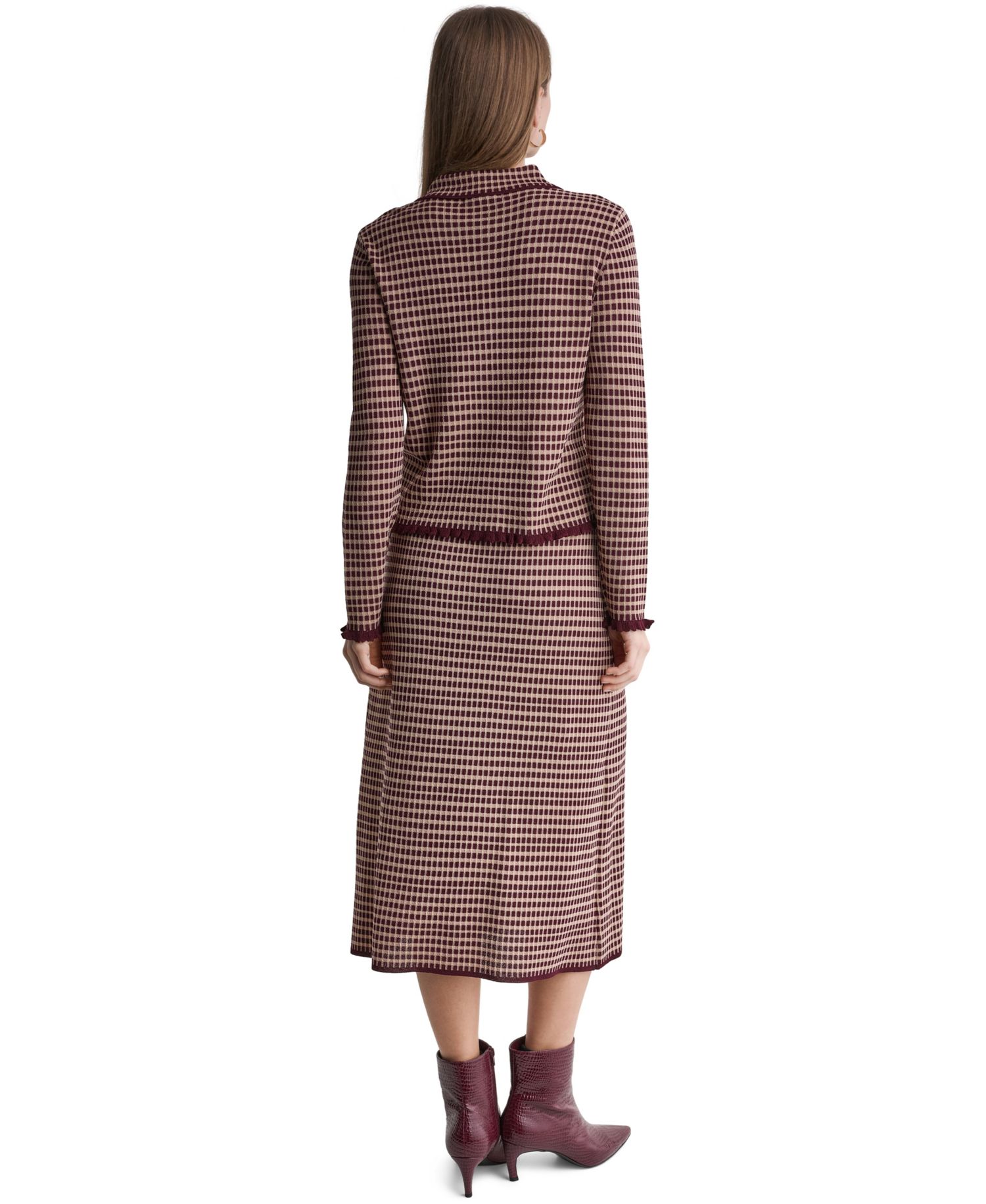 Women's Plaid Collared Long-Sleeve Cardigan