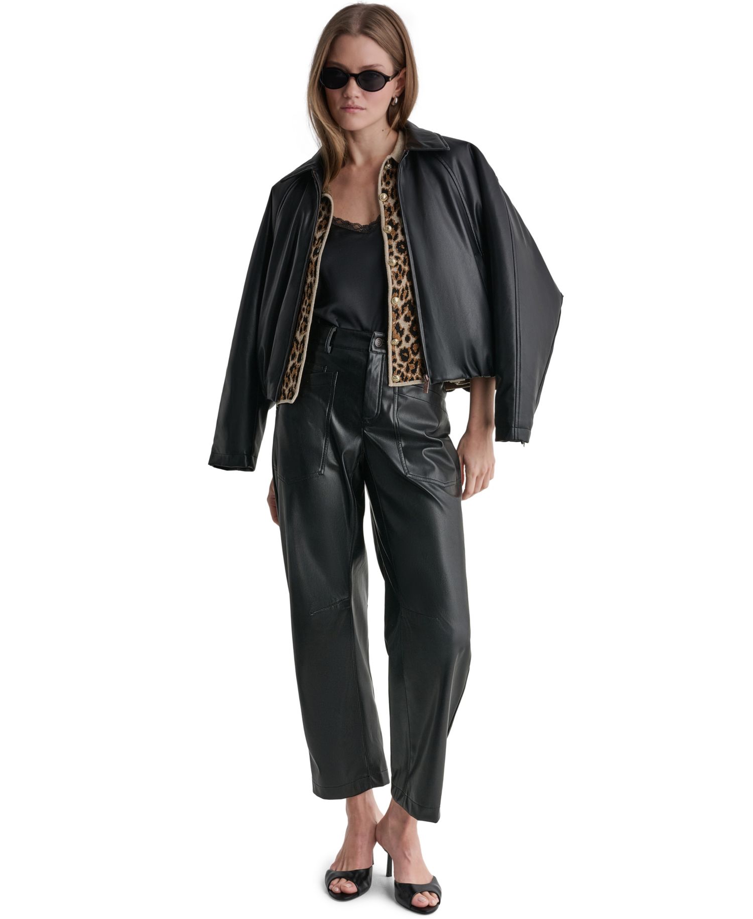 Women's Leopard-Print Button-Front Fitted Cardigan