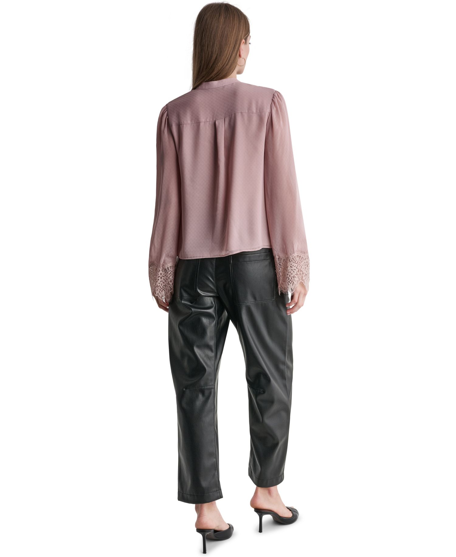 Women's High-Neck Long-Sleeve Lace Blouse