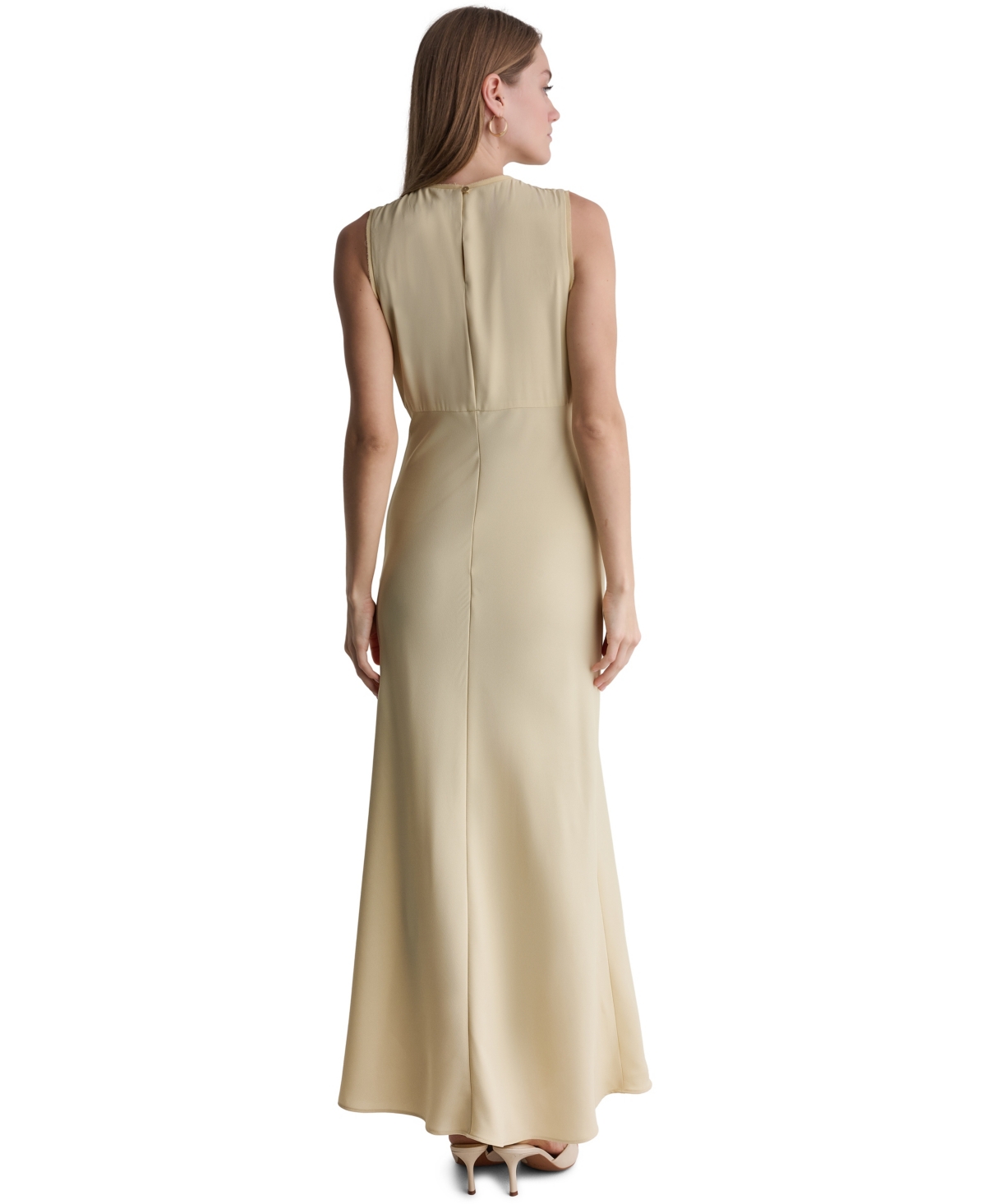 Bcbg Women's Lace-Trim Empire-Waist Crewneck Sleeveless Maxi Dress