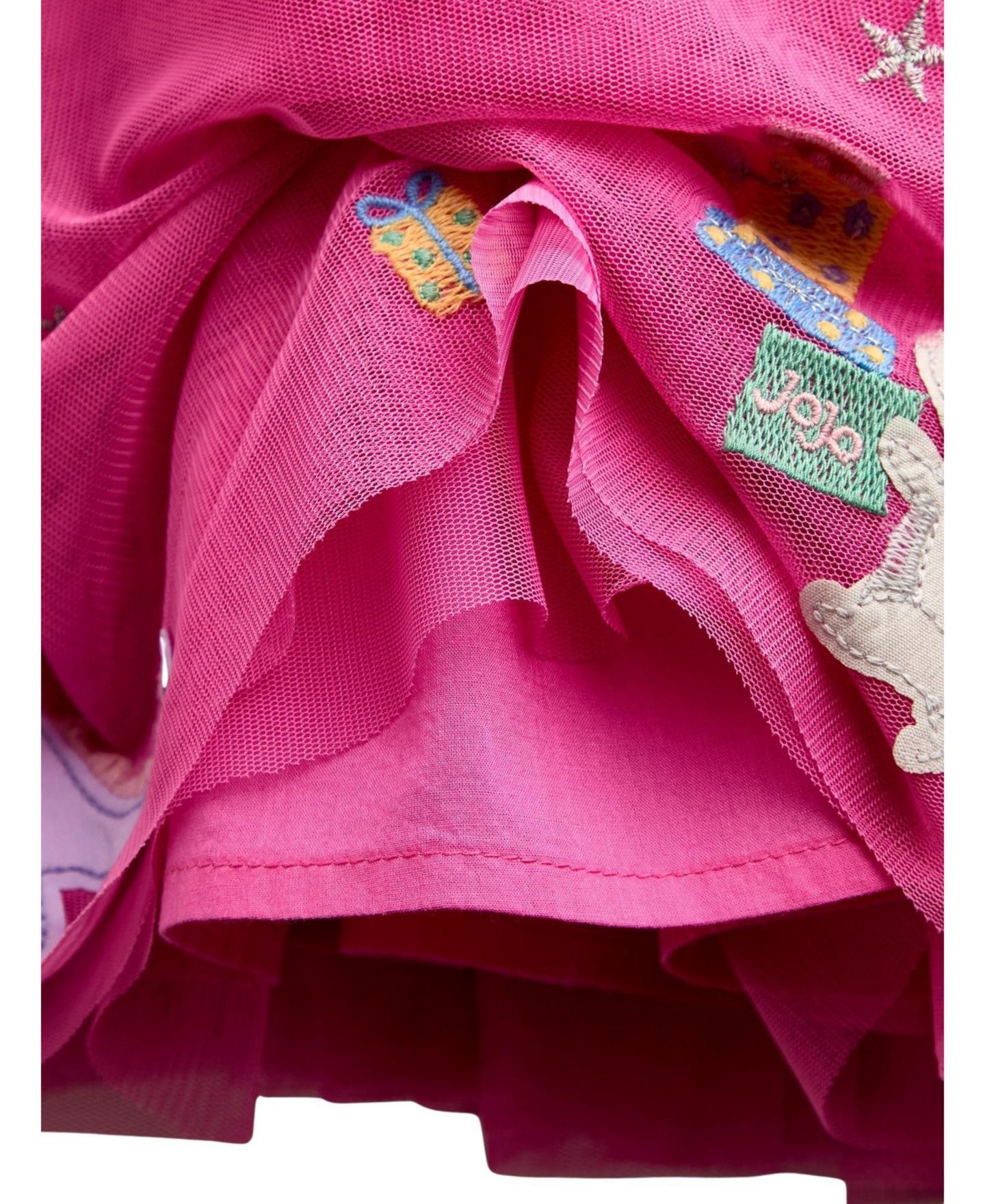 Платье JoJo Maman Bébé Long-Sleeve Appliqué Tulle Dress для девочек-малышей, цвет: Яркий розовый — фото 3