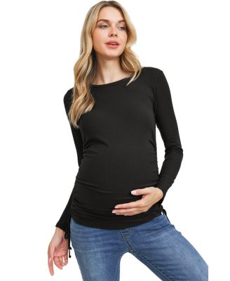 Maternity Ribbed Drawstring Top