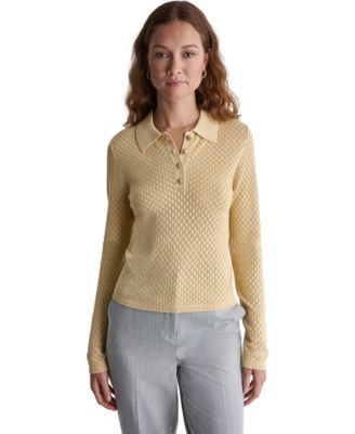 Women's Long-Sleeve Knit Polo Shirt