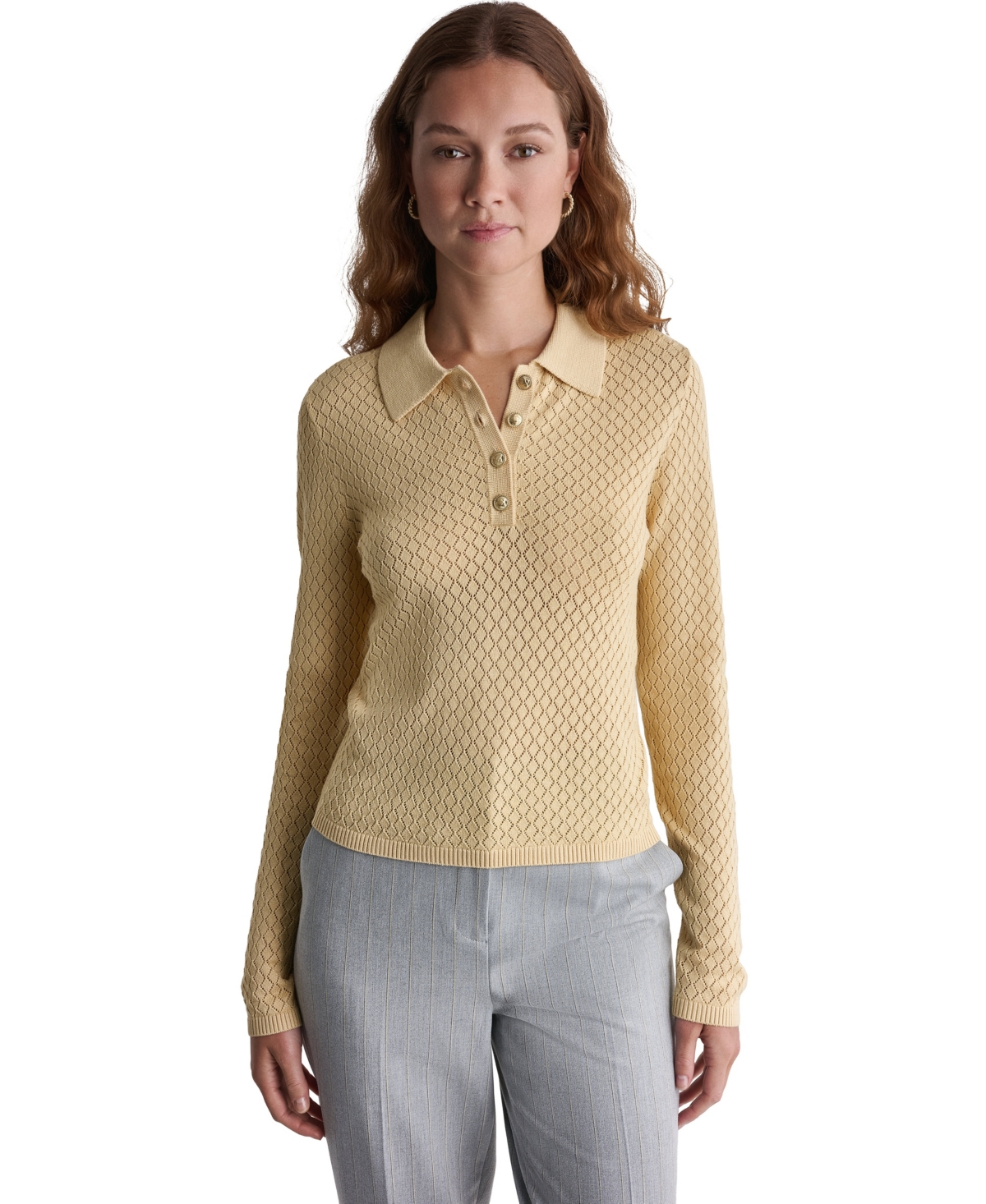 Bcbg Women's Long-Sleeve Knit Polo Shirt