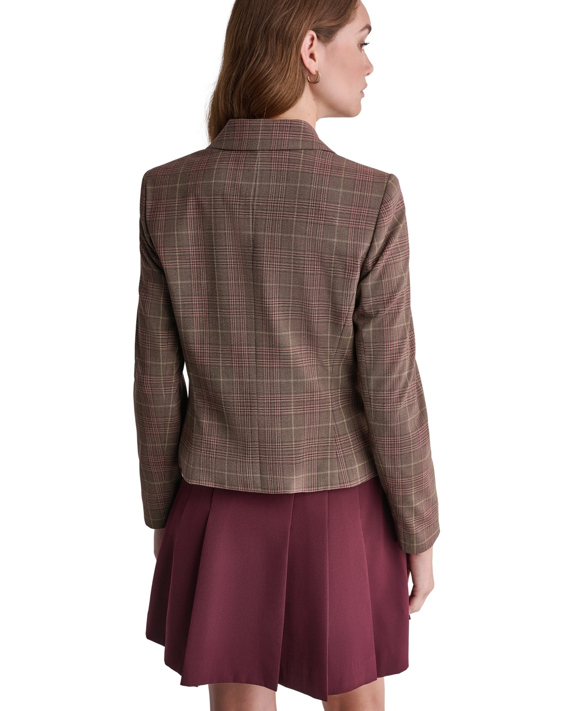Bcbg Women's Plaid Shoulder-Padded Stretch Blazer