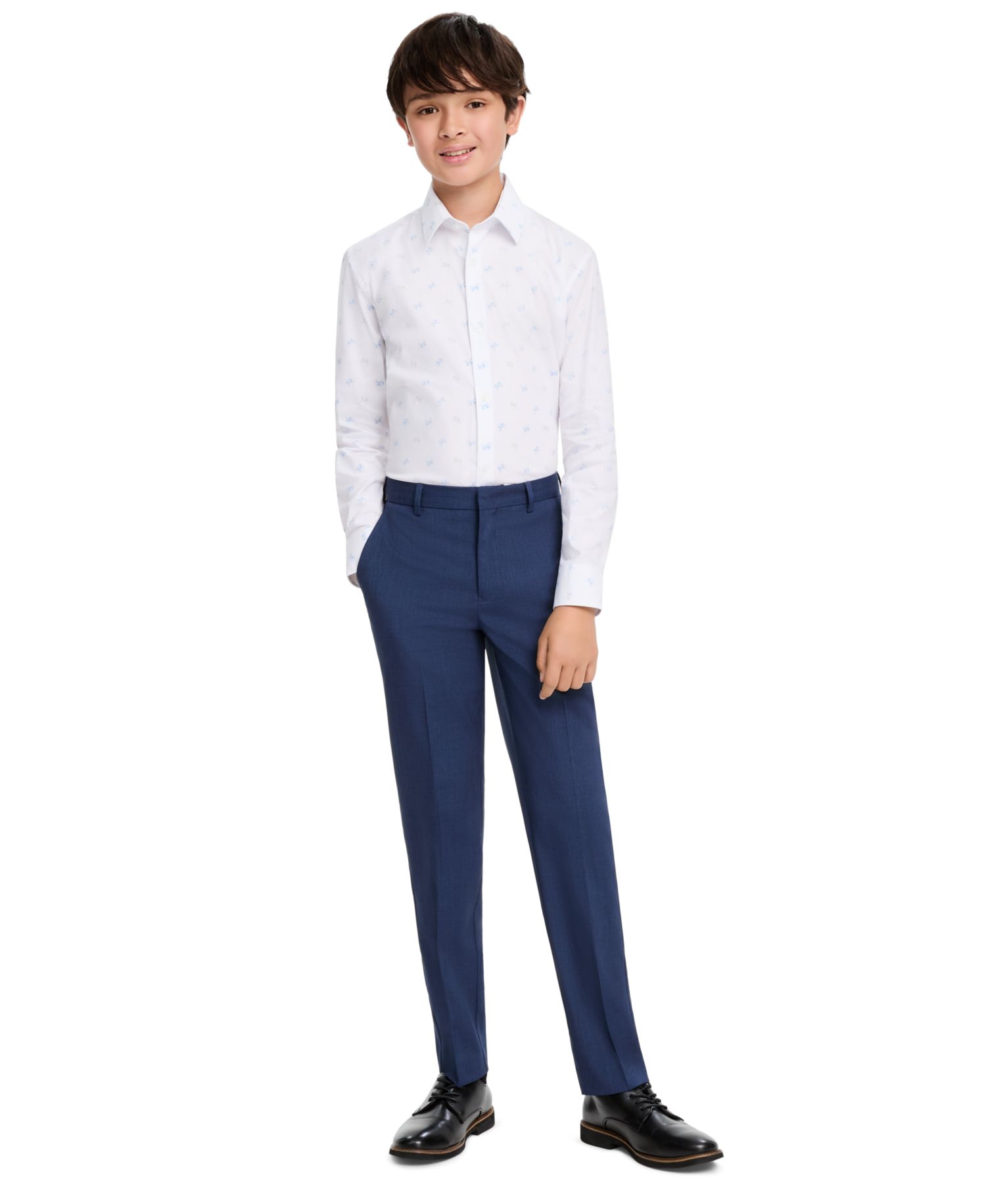Boys' 4-20 City Scape Long-Sleeve Fitted Button-Front Shirt