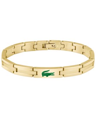 Men's Gold-Tone Stainless Steel with Green Enamel Crocodile Bracelet