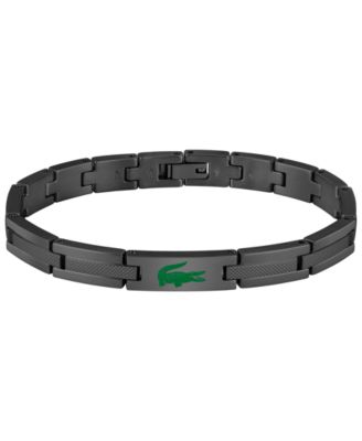 Men's Black IP Stainless Steel Crocodile Stencil Bracelet