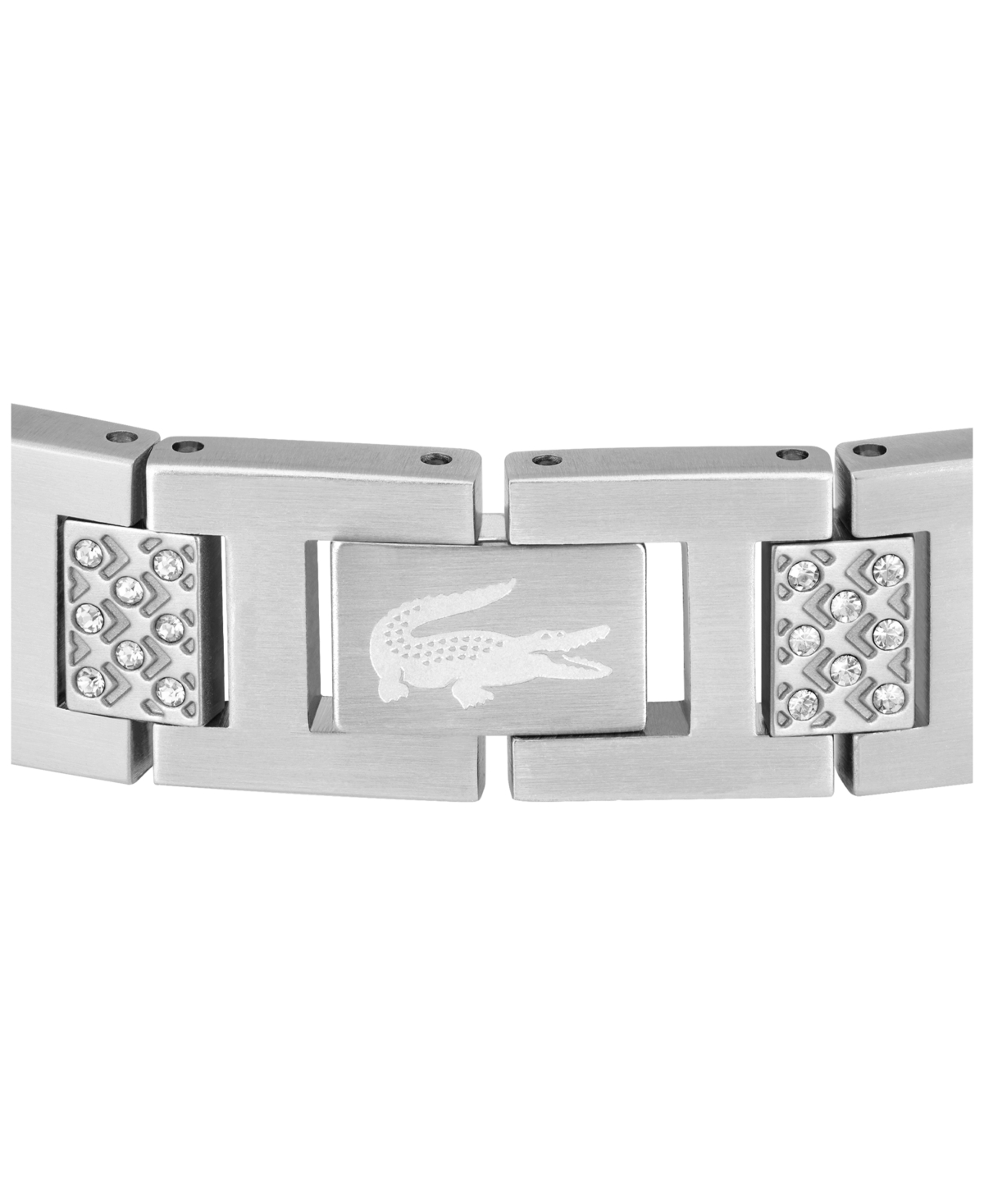 Lacoste Men's Metropole Silver-Tone Stainless Steel with Crystal Bracelet