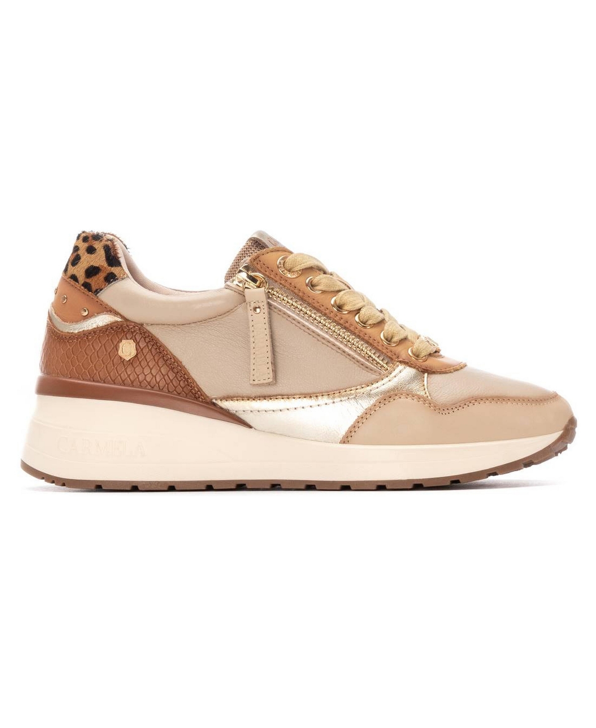 Xti Women's Leather Wedge Lace-Up Carmela Collection Sneakers