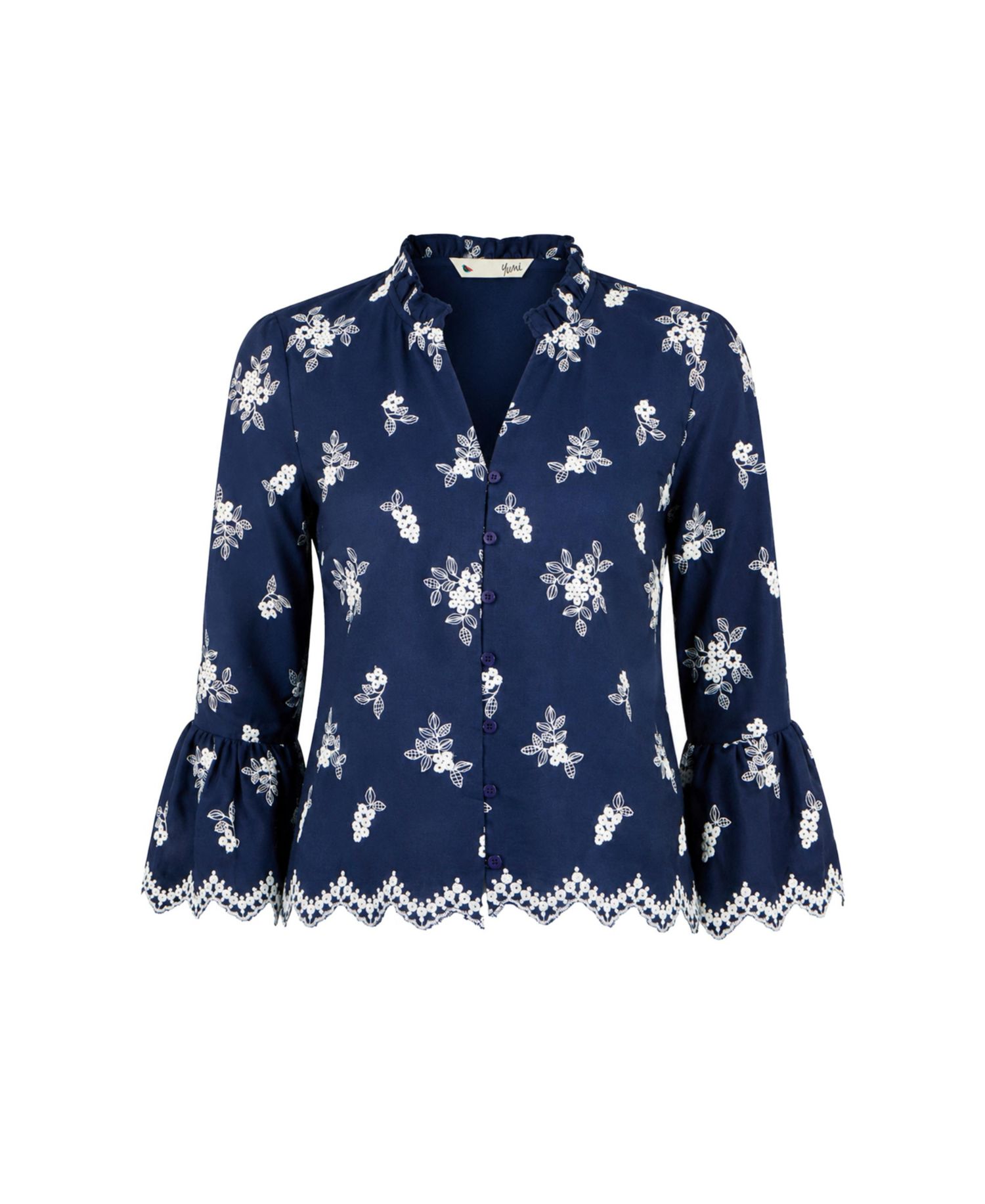 Women's Fluted Sleeves V-Neck Shirt