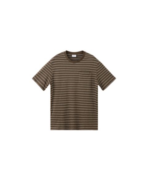 Мужская футболка Mango Regular-Fit Cotton-Linen Blend, цвет: Шоколадный