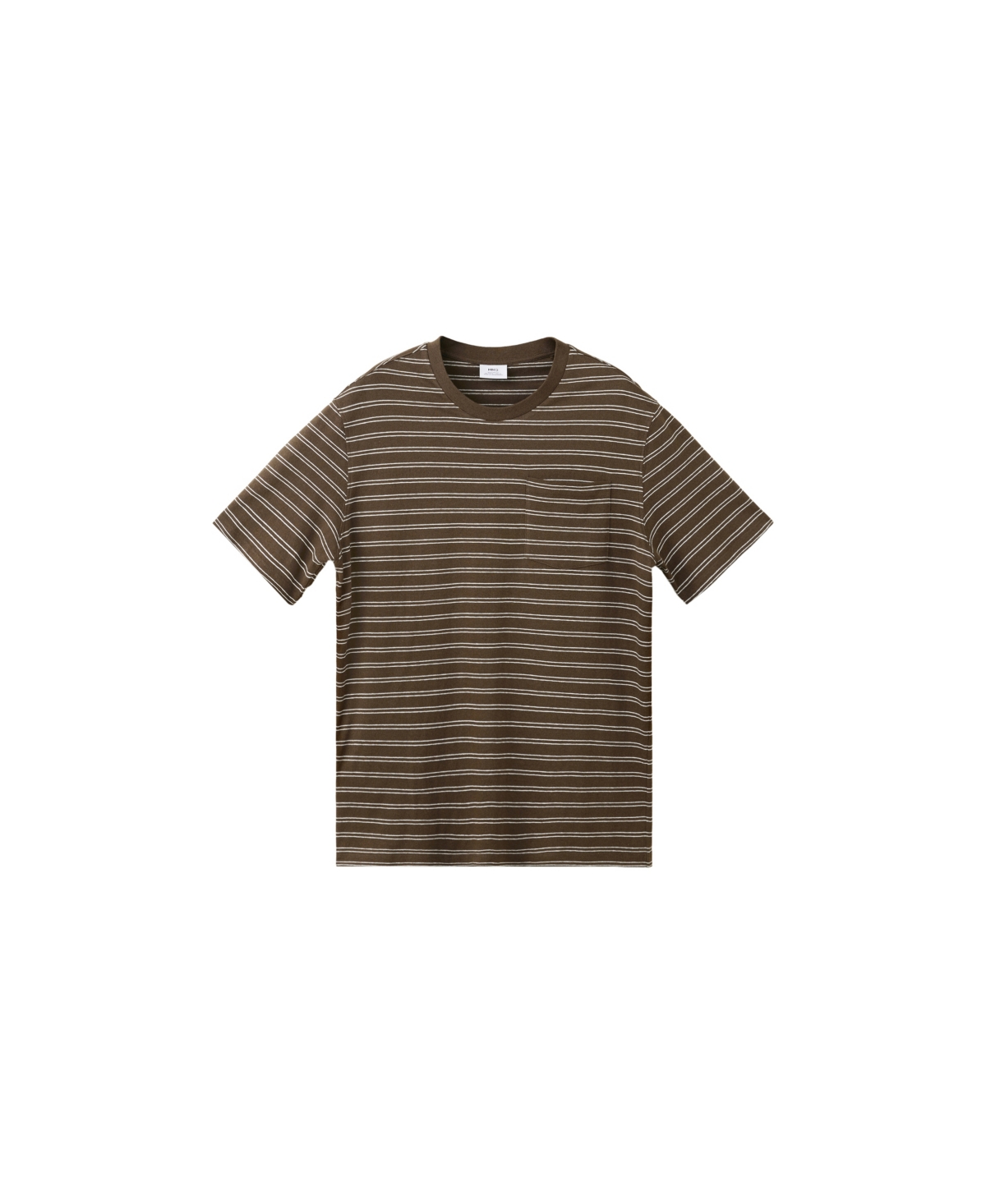 Mango Men's Crew Neck Stripe Cotton-Linen Blend T-Shirt