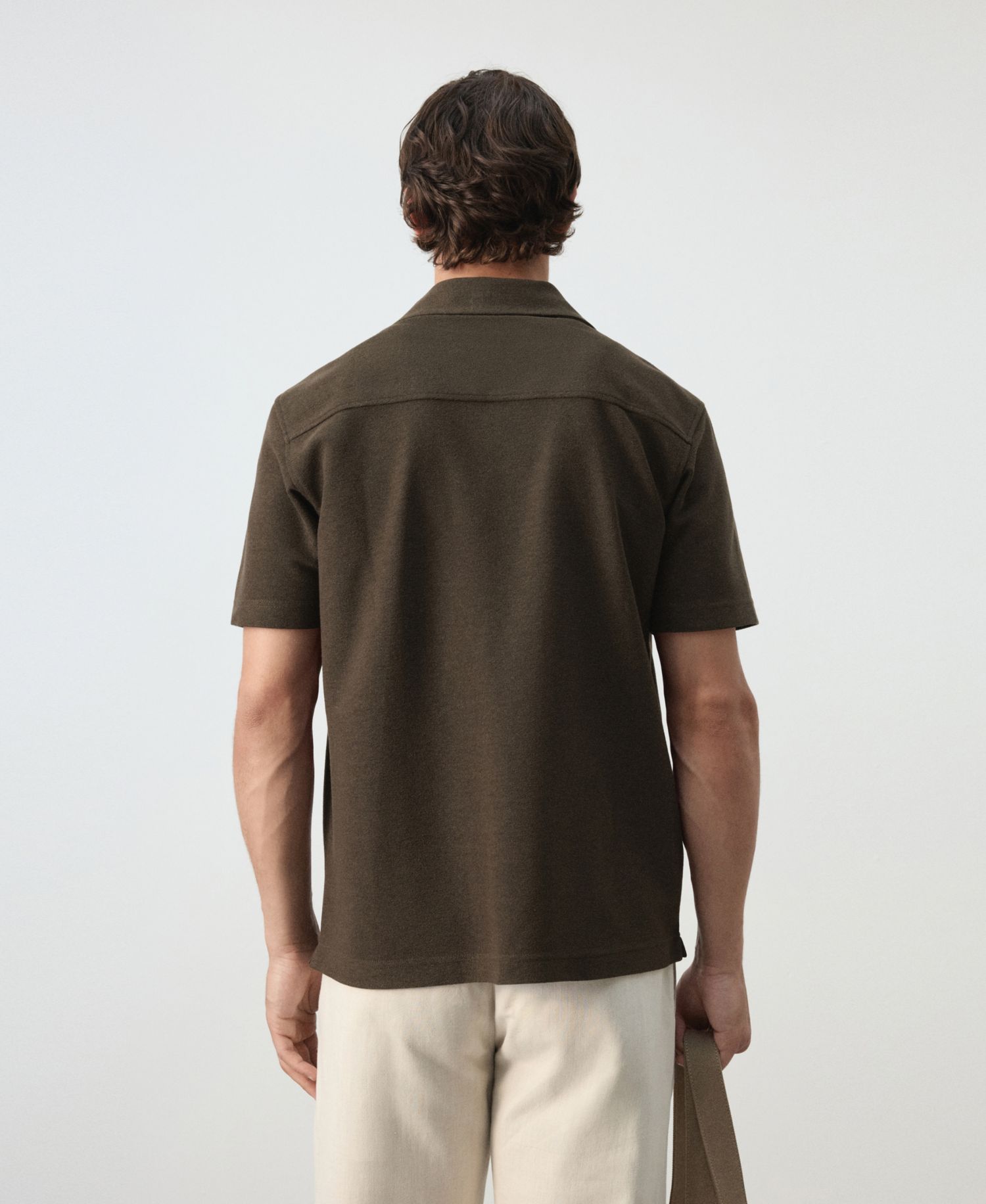 Men's Textured Cotton-Blend Short-Sleeve Button-Down Shirt