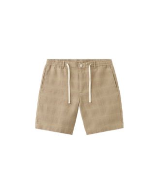 Men's Check Linen-Blend Straight-Fit Bermuda 8.54" Inseam Shorts