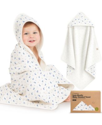 Lyra Muslin Baby Towels with Hoods for Newborn Girls, Boys, 100% Organic Cotton Soft Hooded Baby Bath Towels (Regular)
