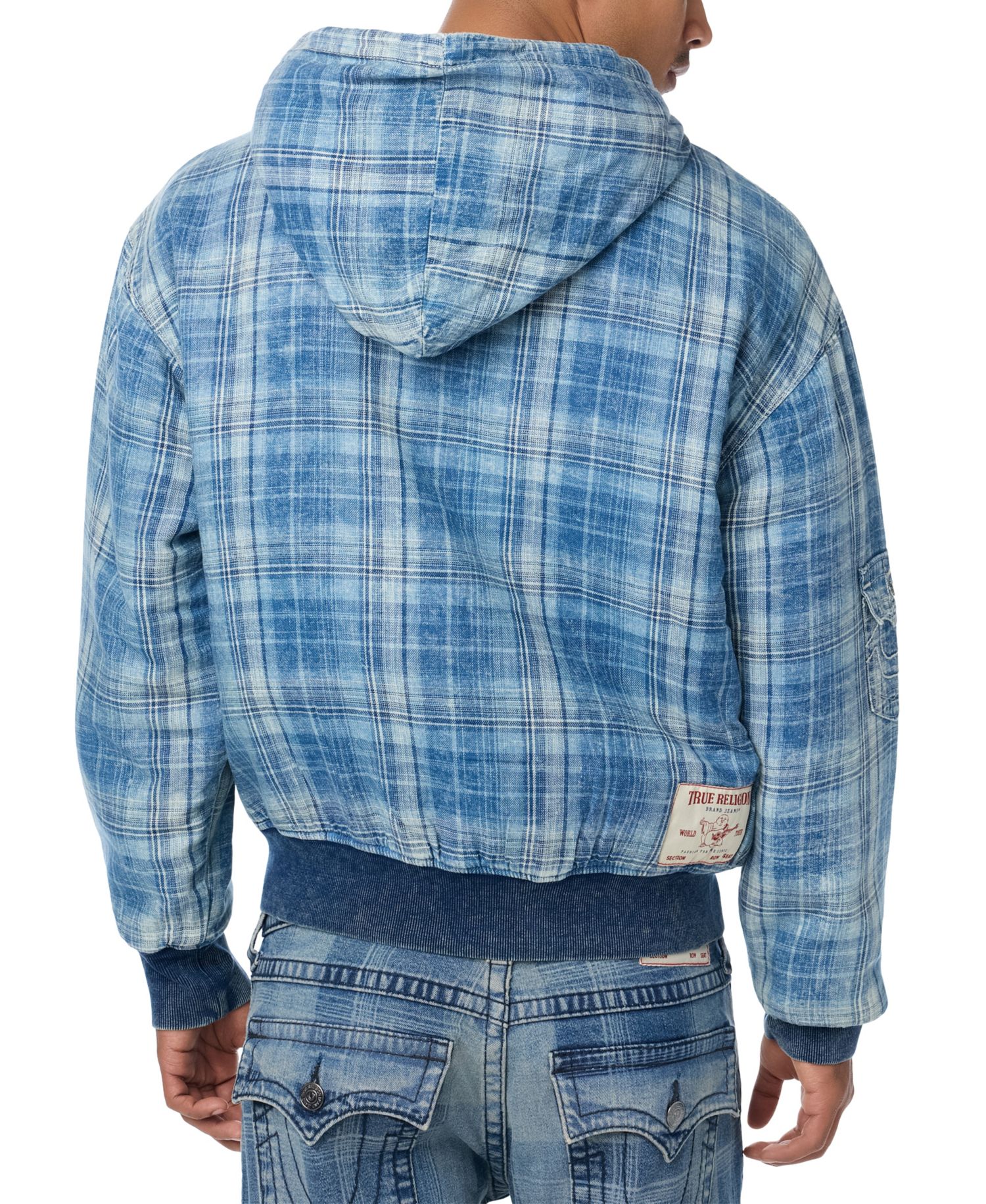 Men's Hooded Plaid Bomber Jacket