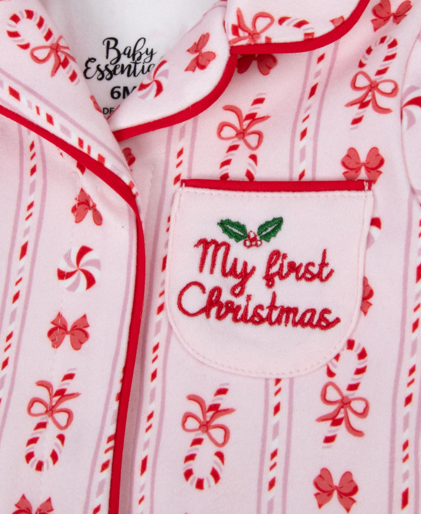 Baby Essentials Детские шляпы Essentials Baby Boys' or Baby Girls' My First Christmas Santa Footie and Hat, 2-Piece Set, цвет: Розовый — фото 3