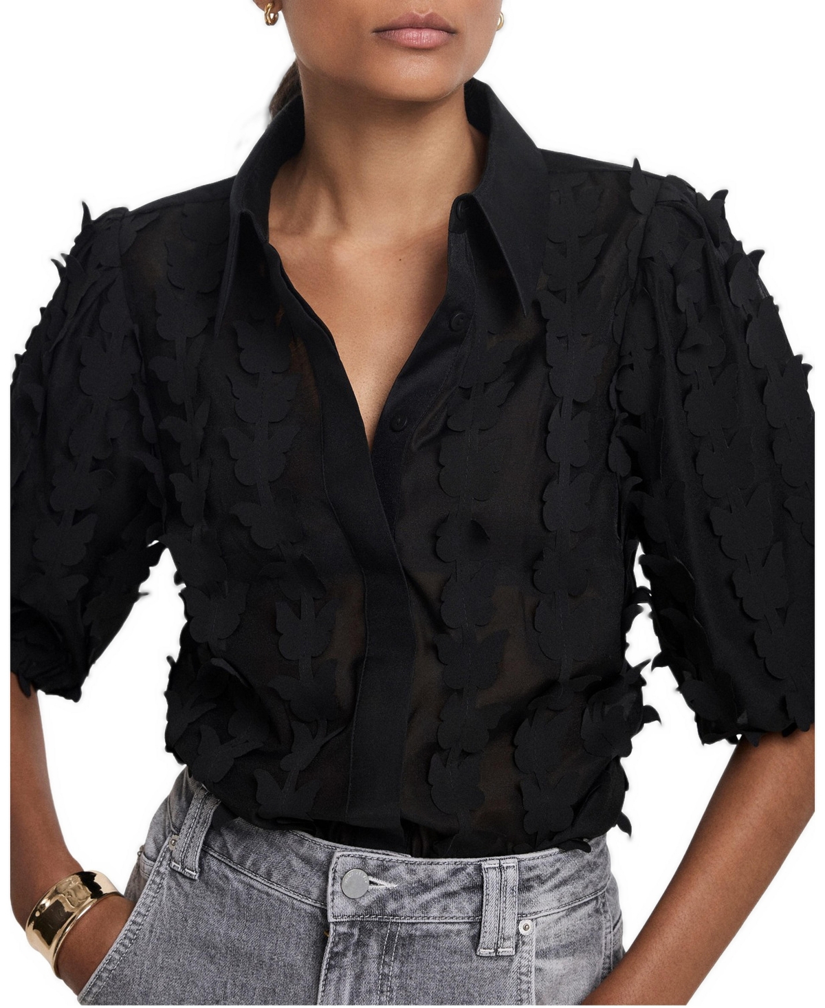 Mint Velvet Women's Butterfly Applique Shirt